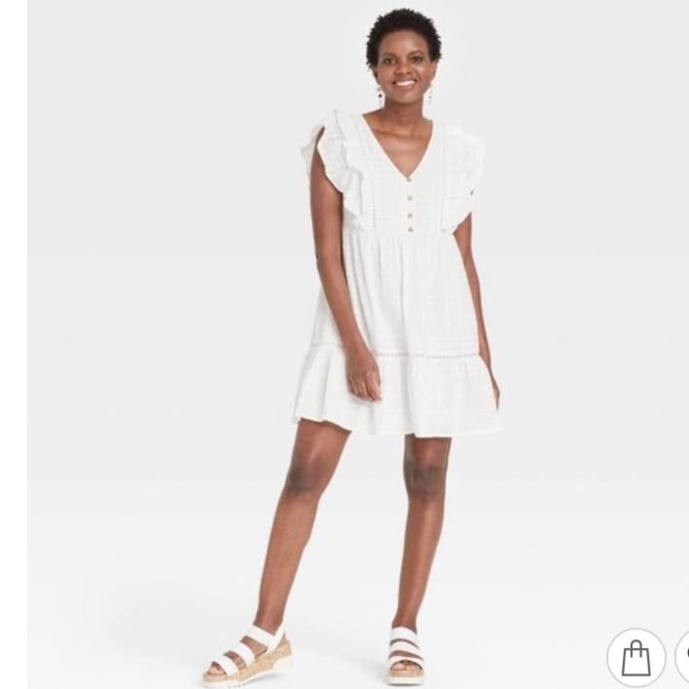 NWT Plus Size Knox Rose Flutter Sleeve White Tiered Cotton Dress